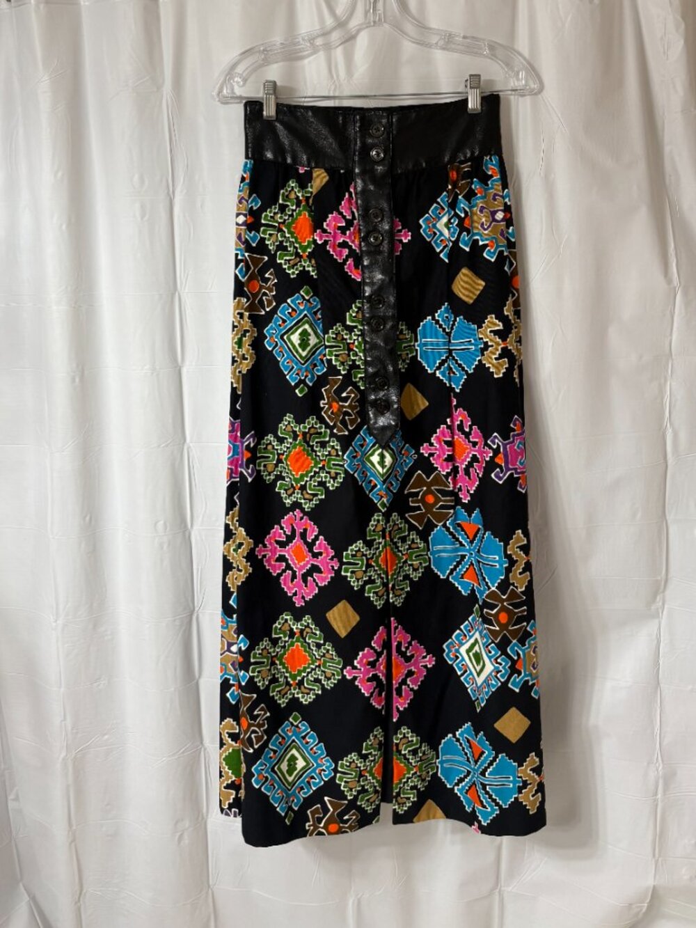 Vintage Lanvin Maxi Skirt Multicolor Abstract Print, late 60s/early 70s